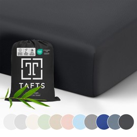 Tafts 100% Viscose Fitted Crib Sheets, Girls, Boys & Unisex, 8 Inch Deep Pocket, Standard Crib & Toddler Mattress, Cooling, Soft, 360 Elastic, Guarantee, (2PACK, 28 x 52 Black)