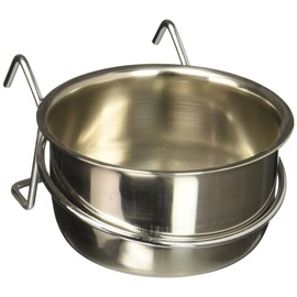 SPOT By Ethical Products - Stainless Steel Coop Cup Wire Hanger Kennel Pet Bowl For Dogs Cats Birds and Reptiles - 10oz