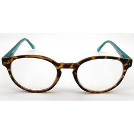 Foster Grant Bryn Round Reading Glasses TEL Teal and Tortoise Frame +1.50