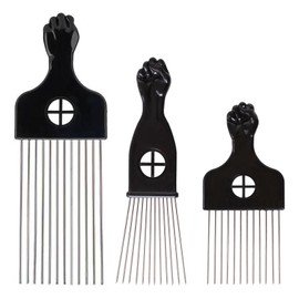 Tavvke 3 Pack Afro Hair Styling Combs, Metal Lift Picks for Curly Styling and Detangling Wig Braids, Wide Tooth Hair Tools for Men and Women