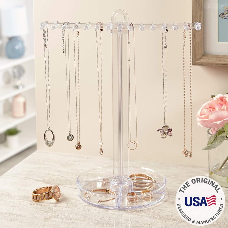 STORi 30 Peg Necklace Holder with Organizer Tray, Premium Quality