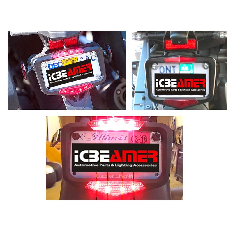 ICBEAMER Waterproof Universal Fit Most Motorcycle License Plate Frame w/