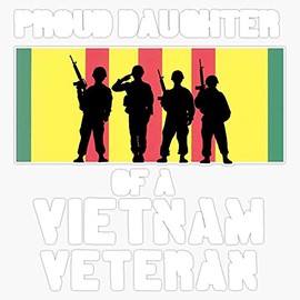 HOF Trading Proud Daughter Vietnam Veteran Ribbon T Vinyl Sticker Waterproof Decal Laptop Wall Window Bumper Sticker 5"