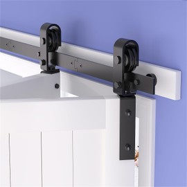 SKYSEN 36" Bifold Barn Door Hardware Kit - Space Saving Folding Design, Corrosion-Resistant Black Spraying（bifold-36-2）