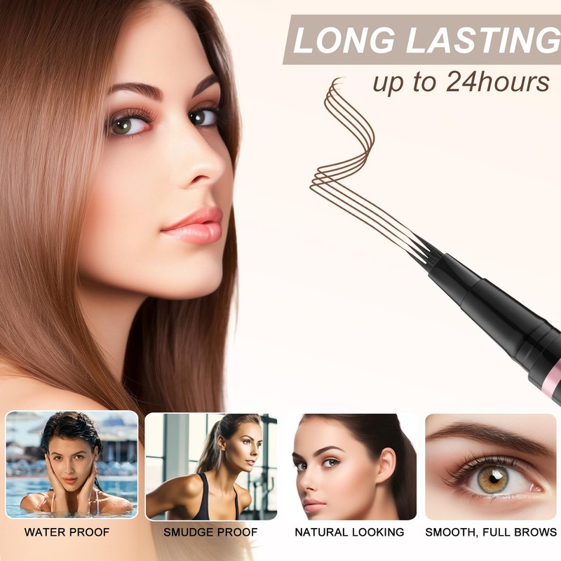 Eyebrow Pencil Makeup Kit, with Waterproof 2-IN-1 Microblading Eyebrow Pen,
