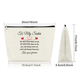 Sisters Gifts from Sister Makeup Bag Unique Sisters Presents Ideas for Birthday Christmas Valentines Graduation Wedding Friend Gift for Step Bonus Sis Sister In Law Women Her Cosmetic Bag
