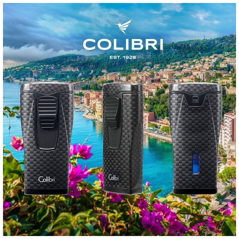 Colibri Monaco Triple Jet Flame Cigar Lighter, Wind Resistant, Blue