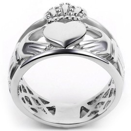Stainless Steel Heat Shaped Claddagh Ring Statement Promise Anniversary (Silver, 11)