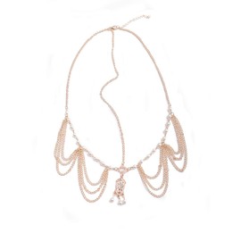 Chargances Women Head Chain Gold-tone Rhinestone Crystal Bridal Head Chain Wedding Hair Accessorie Indian Costume Jewelry Egyptian Headband Belly Dance or 1920s Fashion Style Party Headpiece for Women