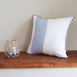 W3500100 Cushion Cover 17.7 x 17.7 inches (45 x 45 cm), Scandinavian Stylish, Cute, Set of 2, 100% Cotton, Marine Blue, Style Decor