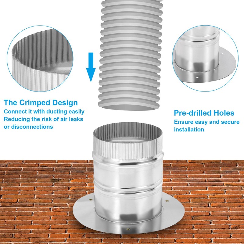 PATIKIL 6" Round Duct Collar, Galvanized Duct Connector Flange Pipe