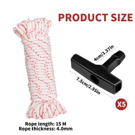 QINGYIWL 15 m diameter 4 mm starter rope, starter rope with 5 pieces starter handle, starter cable for lawn mowers, chainsaw, trimmer, edger, brush, cutter, engine parts