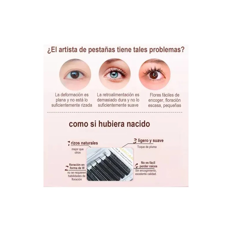 Extensiones De Pestañas W Shape 6d Double Tip 8-15mm Mix