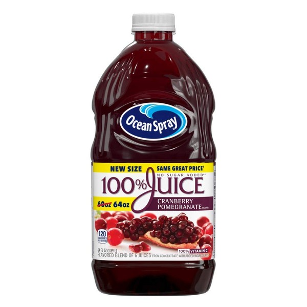 Ocean Spray, 100% Juice, Cranberry Pomegranate Juice, No Sugar Added,