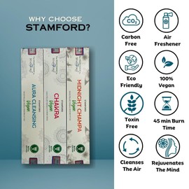 Stamford Masala Vegan Incense Sticks Variery Pack - 180 Incense Sticks | Exclusive Vegan Range Collection | Best for Meditation,Yoga,Aroma Therapy, Relaxation
