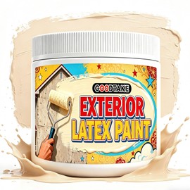 GOODTAKE Exterior Latex Paint - All-Weather Outdoor House Paint for Siding, Fences & Trim, Water Resistant & Easy Clean, 14 fl oz (350ml) Quick-Coverage (Light Yellow, 14 oz)