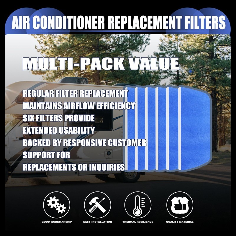 6 Pack 6x16 Inch MERV 8 RV Air Conditioner Replacement