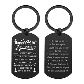 ENGZHI 30th Anniversary Keychain Gifts Women, 30 Year Down Forver To Go, Pearl Wedding Anniversary Presents Her Wife Girlfriend