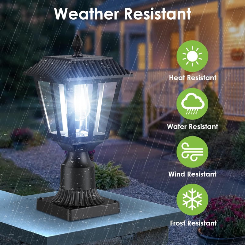 Greluna Solar Post Lights, Dusk to Dawn Solar Lamp Post