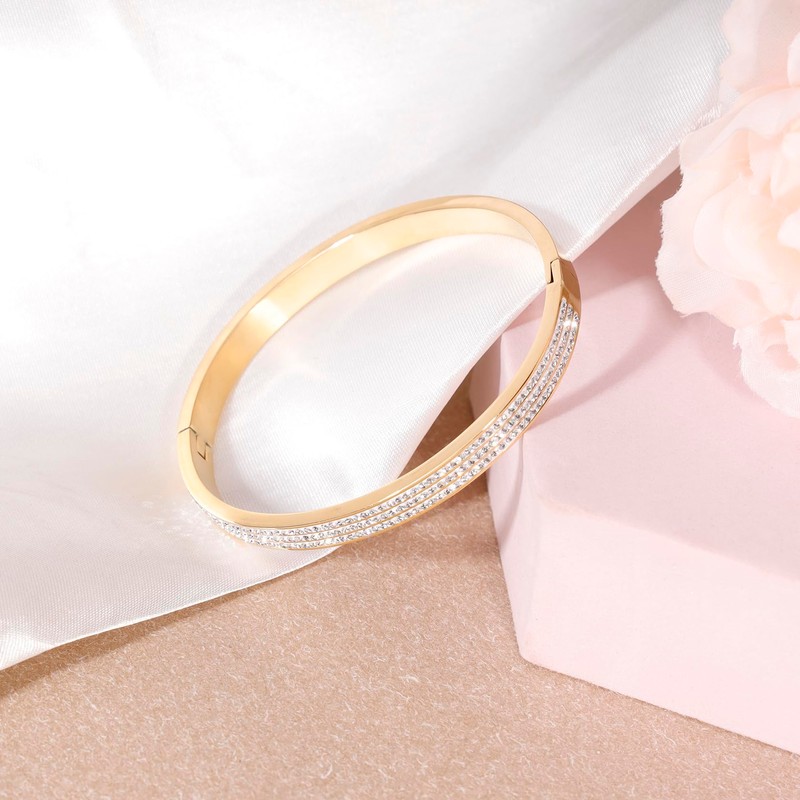 MILAKOO 4/6 mm Oval Shape Stainless Steel Cuff Bangle Bracelet