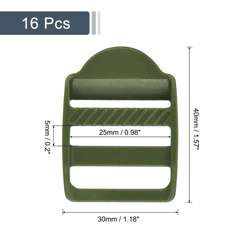 uxcell 16Pcs Plastic Ladder Slider, 1" (25mm) Light Army Adjustable