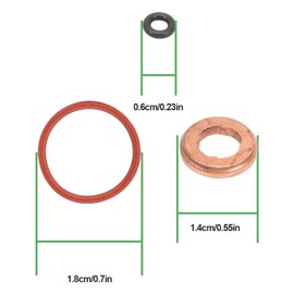 Alriedy Injector Seal Kit for 2.7/3.0 TDI A4/A5/A6/Q5/Touareg, Repair Kit with O-Ring and Copper Sealing Ring, Compatible with A1 8X, A3 8P, A4 B7/B8, A6 4F/4G/C7, Q3 8U, Q5 8R, TT 8J (Red)