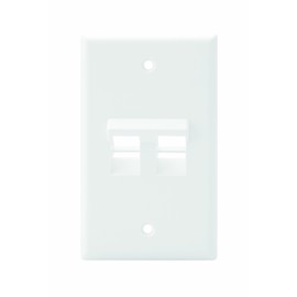 Leviton Angled QuickPort Wallplate 2-Port, Single Gang, 41081-2WP, White