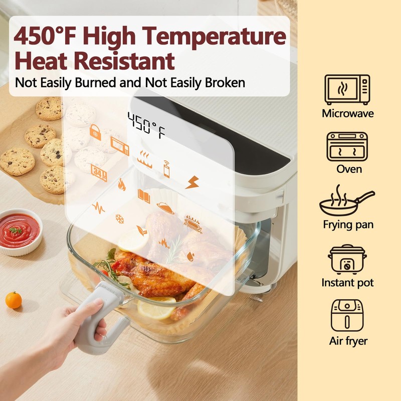 9 Inch Air Fryer Liners Disposable-125PCS Square Parchment Paper Liners,Heat