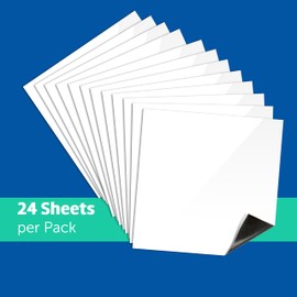 Flipside Products 3" x 3" Dry Erase Notes w/Black Marker and Eraser Cap, Reusable Sticky Notes, Removeable Whiteboard Sticker, Repositionable, Peel and Stick, White - 24 Pack