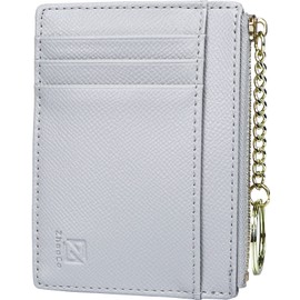 ZhaoCo Girls Wallet Purse, PU Leather Small Coin Purse 8 Card Case Holder Zipper Pouch Wallet with Key Ring for Women Ladies - Grey
