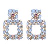 EVER FAITH Rhinestone Earrings Austrian Crystal Geometric Statement Earrings Iridescent