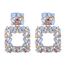 EVER FAITH Rhinestone Earrings Austrian Crystal Geometric Statement Earrings Iridescent Clear AB, Crystal