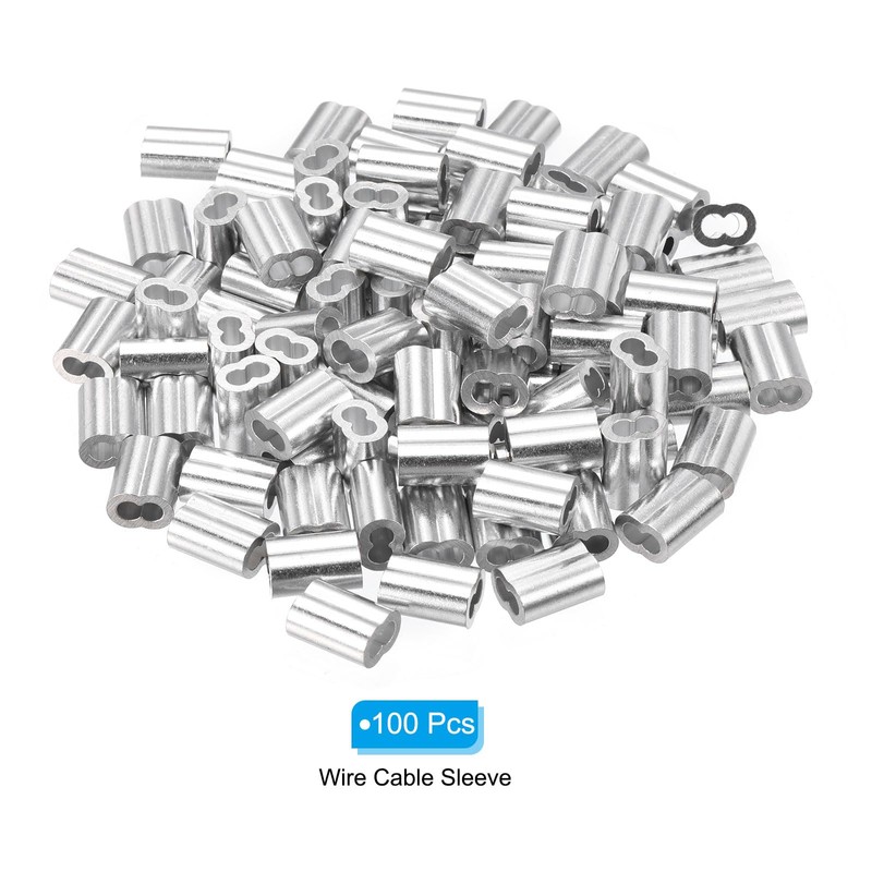 sourcing map 3/32" 2.5mm Aluminum Crimping Loop Sleeve Double Ferrule