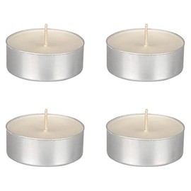 Mega Candles 4 pcs Unscented White Oversize Tea Lights Candle, Pressed Wax Candles 12 Hour Burn Time, Home Décor, Wedding Receptions, Baby Showers, Birthdays, Celebrations, Party Favors & More