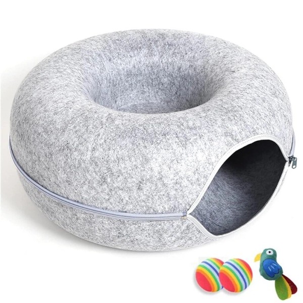 Unbranded Cat Tunnel Bed Cave Toy Interactive Cat Bed Donut