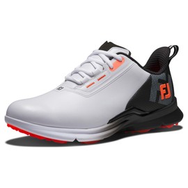 FootJoy Men's FJ Fuel Golf Shoe, White/Black/Coral, 10.5