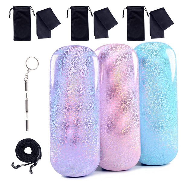 ADBGV 3Pack Unisex Hard Shell Glasses Case, Glasses Protector Case,
