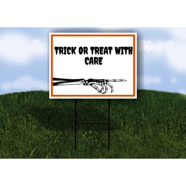 TRICK OR TREAT WITH CARE Halloween Skeleton Right Arrow Single