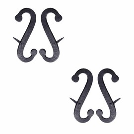 Renovators Supply Manufacturing Black Shutter Dogs 6.25" S Shaped Wrought Iron Shutter Dogs with Mounting Hardware Pack of 2