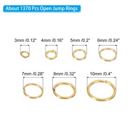 PATIKIL Jewelry Making Accessories Set, 4-10mm Open Jump Rings for Bracelet Necklace Making Findings Jewelry DIY, Gold Tone