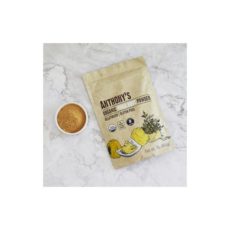 Anthony's Organic Maca Root Powder, 1lb, Gelatinized for Enhanced Bioavailability,