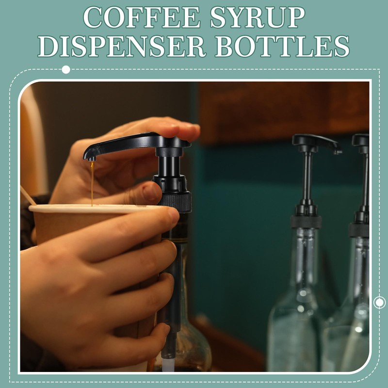 Maxdot 6 Pcs 25 oz Syrup Bottles with Pump Plastic
