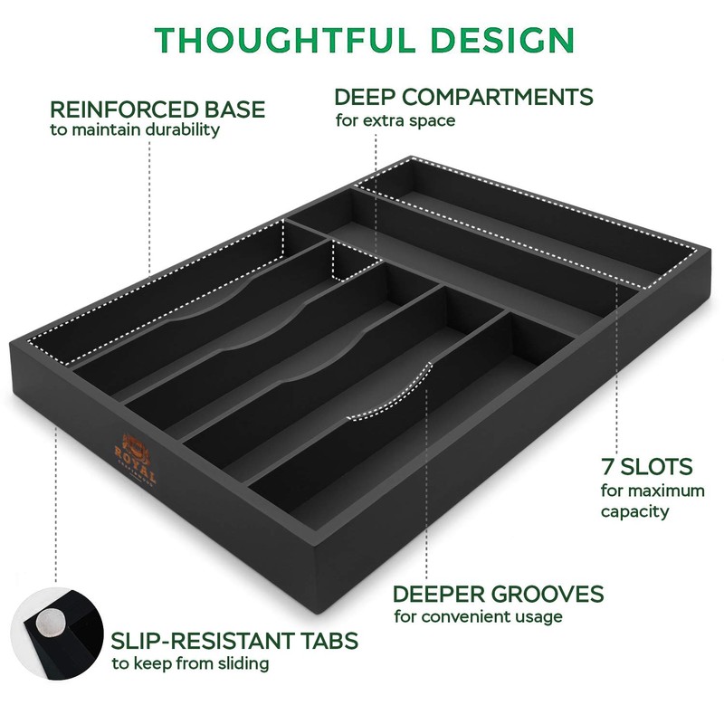 Bamboo Kitchen Drawer Organizer - Silverware Organize and Cutlery Tray