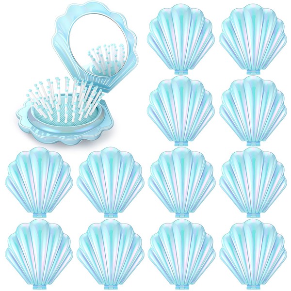 Meanplan 12 Pcs Mini Foldable Travel Hair Brush with Mirror