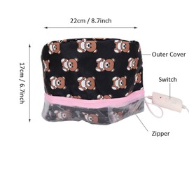Steamer Hair Cap, Thermal Cap with Cute Bear, Heat Cap for Deep Conditioning, Heating Oil Treatment Hair Spa Cap, Electric Hair Care Hat, Hair Care Heating Cap for Home and Personal Use(US Plug)