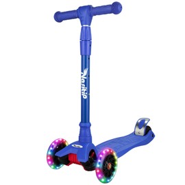 Scooters for Kids Age 3-5, Kick Scooter for Boys Girls Toddlers, 4 Adjustable Height, AEBC-9 Bearing, 3 Light Up Wheels, Lean to Steer, Outdoor Activities for Children from 3 to 12 Years Old, Black
