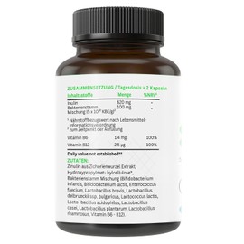 VITANOW Gut Care Complex - With 50 Billion Bacterial Cultures Bifidobacterium & Lactobacillius, Calcium, Vitamin B6 & B12-60 Capsules - Produced in Germany