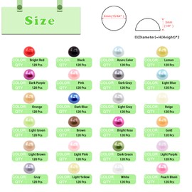 Keadic 2880 Pieces 24 Colours Flat Back Semicircular Beads Assortment Kit DIY Half Beads for DIY Crafts Jewellery Making & Phone/Cup/Nail Art/Shoes/Bag Decoration