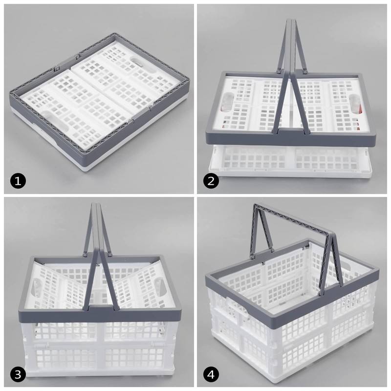 Vcansay 16 L Collapsible Plastic Storage Crates with Handles, Foldable