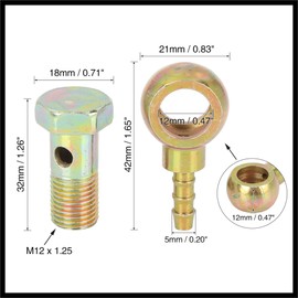 Hihaha 12mm Banjo Hose Barb Bolt Fittings Bronze Tone for Motorcycle Car Durable Material